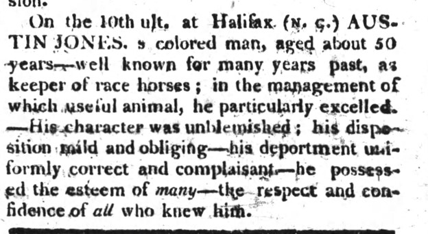  The January 5, 1809, edition of the “Raleigh Minerva” published an obituary for Austin Curtis that said, “He possessed the esteem of many—the respect and confidence of all who knew him.” 